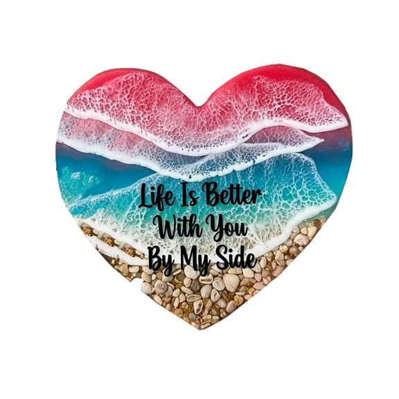 HmNPlay Coastal Heart Keepsake - Handcrafted Beach Glass Ornament, Pocket Love Gift for Women, Sea Inspired Desk Charm & Mini Decor Token