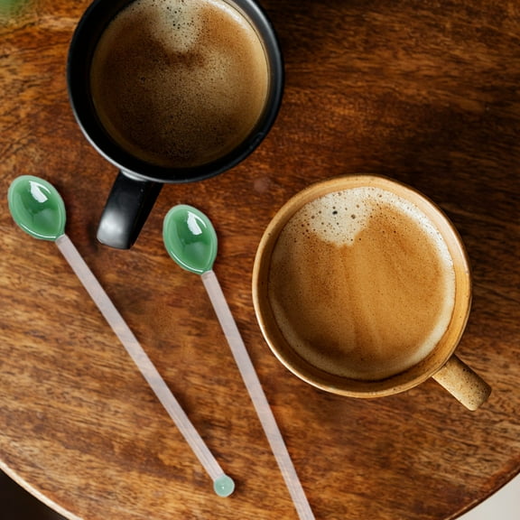 HmNPlay Heat Resistant Borosilicate Glass Mixing Spoon Long Handle Stirring Rod Coffee Stirrer Teaspoon for Tea Cocktail Milkshake Dessert Ice Cream Home Bar Kitchen