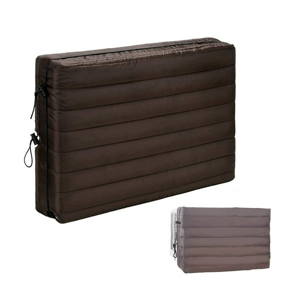 HmNPlay Indoor AC Cover for Window Units, Double Insulation Elastic Strap Protective Dust Cover, Cotton Material Washable Universal Fit for Home Household Dorm, Brown S Size 43x33x9cm