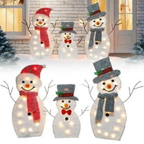 HmNPlay Lighted Christmas Snowman Family Set 3PCS Outdoor Yard Decoration Snowman Lights Decor for Xmas Holiday Home Garden Party Battery Operated AA Not Included