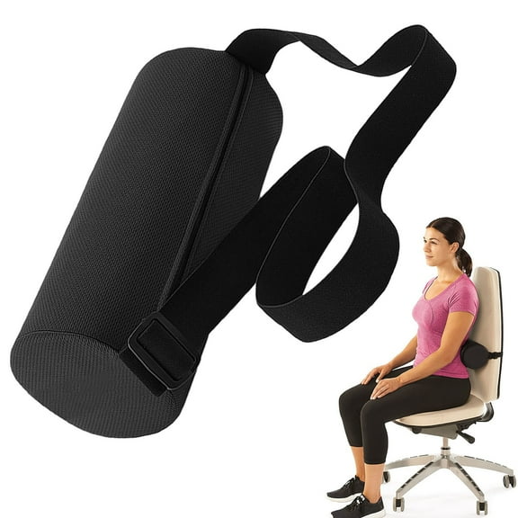 HmNPlay Lumbar Roll Pillow Memory Foam Back Support Cushion Bolster Ergonomic Neck Support for Office Chair Car Seat Travel Lower Back with Adjustable Strap Breathable Washable
