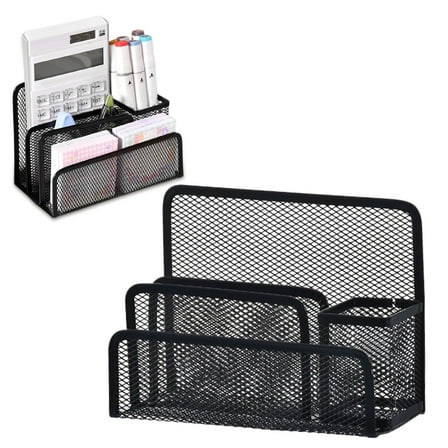 HmNPlay Metal Mesh Desktop Organizer 3-Tier Vertical File Holder Storage Rack for Letters Books Magazines Office Home Desk Accessories
