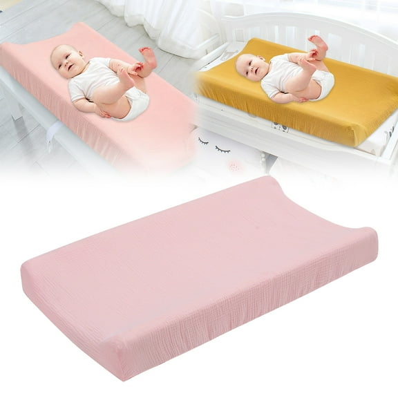 HmNPlay Muslin Changing Pad Cover 2-Layer Organic Cotton Breathable Washable Elastic Straps Fits Standard Changing Table 81x41cm Baby Care