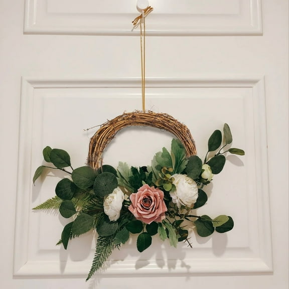 HmNPlay Natural Grapevine Rattan Wreath Base for Christmas Holiday Decor, Rustic Handwoven Vine Ring for Front Door Wall Centerpiece, 1 Count