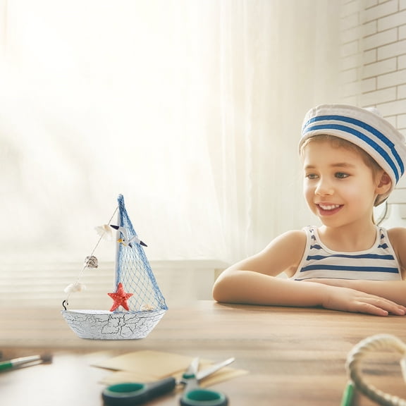 HmNPlay Nautical Sailboat Decor Rustic Beach Theme Boat Ornament Coastal Centerpiece For Home Bathroom Office Party Gift