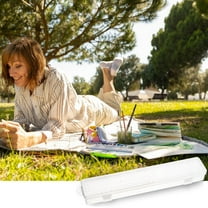 HmNPlay Paint Brush Storage Box Long Handle Clear Art Supply Organizer Plastic Artist Case with Secure Buckle Portable Craft Holder for Watercolor Oil Pencils