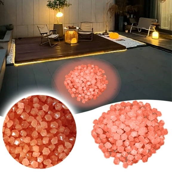 HmNPlay Pink Glow in the Dark Pebbles 200Pcs, Luminous Stones for Garden Pathway, Aquarium Fish Tank Decor, Vase Filler Rocks, Outdoor Landscaping