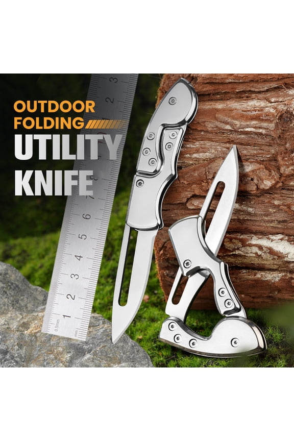 Pocket Knife 5.3 Inch, Folding Utility Knife, 4CR13 Stainless Steel, Compact EDC Keychain Knife for Camping, Hiking, Outdoor