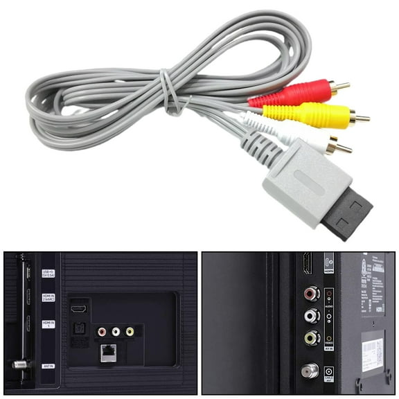 HmNPlay Replacement AV Cable for Wii and Wii U Console Composite Audio Video Cord RCA Adapter Wire for TV Connection Gaming Accessories Durable High Performance Signal Output