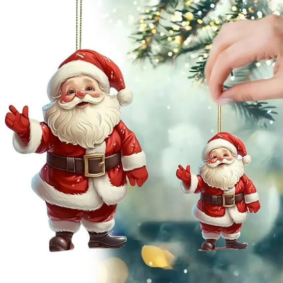 HmNPlay Santa Claus Acrylic Flat Christmas Ornament, Lightweight & Durable Hanging Pendant for Home Office and Holiday Party, Festive Xmas Tree Decoration, 1 Pc