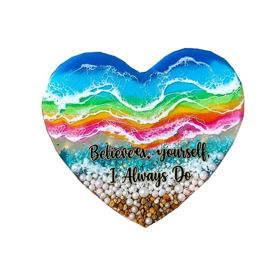 HmNPlay Sea Heart Pocket Stone - Handcrafted Beach Glass Gift for Her, Natural Zen Decor, Affirmation Keepsake for Home Office, Beach Lover Token