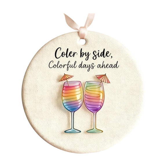 HmNPlay Side by Side Acrylic Wine Glass Christmas Ornament for Couples Friends Lovers, Dual Drink Hanging Decoration Holiday Gift Keepsake for Anniversary Birthday, Wine Enthusiast Tree Decor