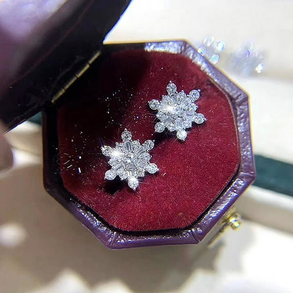 HmNPlay Snowflake Stud Earrings Women Sparkling Winter Jewelry Minimalist Trendy Valentine's Day Gifts for Her Wife Mom Holiday Christmas Stocking Stuffers Anniversary