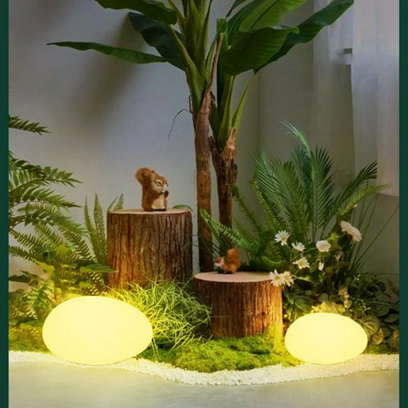 HmNPlay Solar Pebble Light Decorative Rock Light Solar Garden Lights Outdoor Dusk to Dawn Waterproof Cool White LED for Pathway Yard Walkway Landscape (1 Pack)