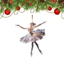 HmNPlay Sparkling Ballerina Ornament 2D Acrylic Ballet Dancer Christmas Tree Decoration 3.5" Glitter Hanging Decor for Holiday Celebration, Thoughtful Gift for Dancers