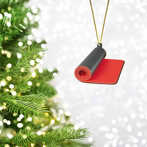 HmNPlay Wooden Workout Christmas Ornament for Gym Lovers & Fitness Enthusiasts - Santa Weightlifting Tree Hanging Decoration Gift