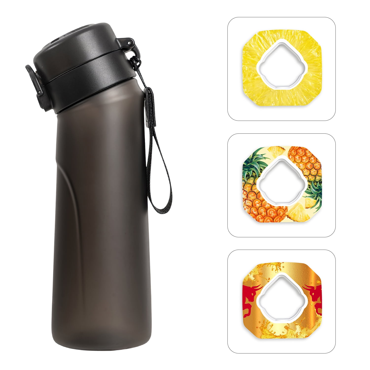 Flavored Water Bottle with 7 Flavour Pods Air Water Up Bottle Frosted Black  650ml Air Starter Up Set Water Cup for Camping - AliExpress