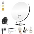 thumbnail image 1 of Hmggoofa 20x  Magnifying Mirror with Light, Large 6" Rechargeable Lighted 20x  Magnified Mirror with Suction Cups & Table Stand, 3 Color Modes Dimmable Light up, 1 of 9