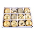 thumbnail image 1 of Hmgxay 12PC 2.4" Christmas Ball Ornaments, 12-Piece Holiday Baubles Set for Tree Decoration, Assorted Shatterproof Xmas Hanging Decorations(Gold), 1 of 5
