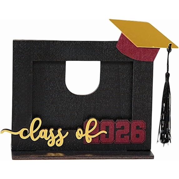 Hmgxay 2026 Graduation Photo Frame, Bachelor Cap Tassel Display Frame, Wooden Keepsake Photo Holder, Elegant Graduation Desk Ornament