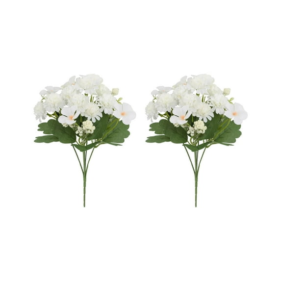 Hmgxay 2PC Artificial Flowers, Faux Floral Bouquet for Home Decoration, Lifelong Simulation Hydrangea Arrangement, Durable Non-Wilting Decorative Plants for Weddings and Office Spaces(White)