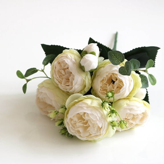 Hmgxay 2PC Artificial Silk Flowers Bouquet, Beautiful Peony Floral Arrangement, Vibrantly Colored Fake Flowers, Wedding Floral Decorations for Home and Events