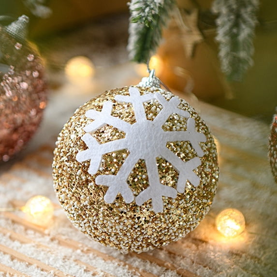 Hmgxay 3.1" Christmas Balls, Decorative Snowflake Ornaments, Colorful Hanging Christmas Decorations, High-End Festive Hanging Balls(Gold)