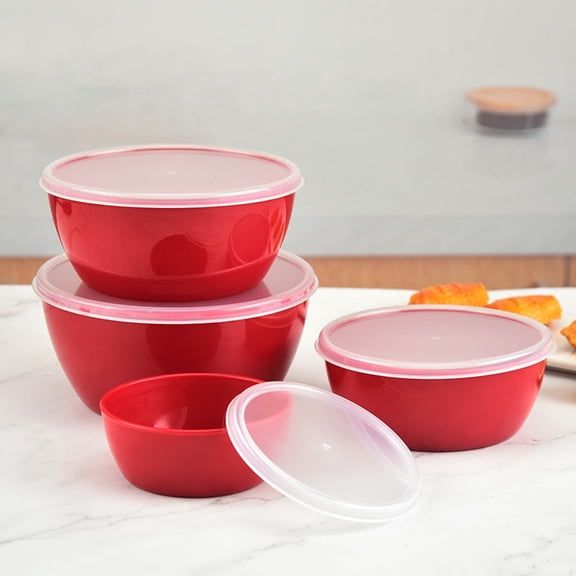 Hmgxay 4-Piece Bowl Set, Airtight Storage Bowls with Lids, Stackable Plastic Bowls for Fresh Food, Multi-Purpose Kitchen Containers