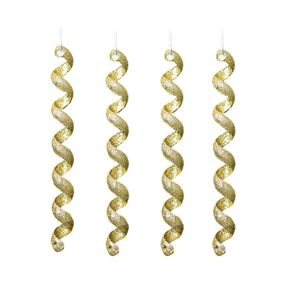 Hmgxay 4PC Christmas Ice Bar Decorations, Festive Icicle Ornaments for Tree, Holiday Snowflake Pendants, Winter Themed Christmas Tree Accents(Gold)