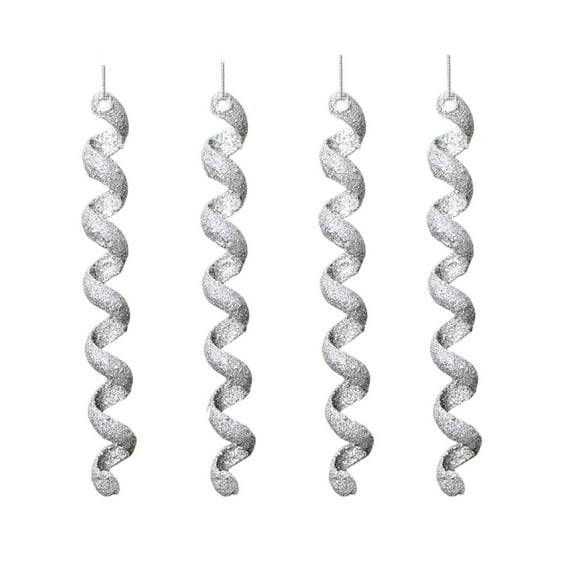 Hmgxay 4PC Christmas Ice Bar Decorations, Festive Icicle Ornaments for Tree, Holiday Snowflake Pendants, Winter Themed Christmas Tree Accents(Silver)