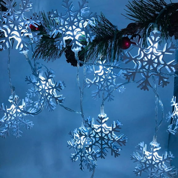 Hmgxay 5.7Ft LED Snowflake String Lights, Decorative LED Christmas Lights with Battery Box, Festive LED Light String for Holiday and Home Decoration