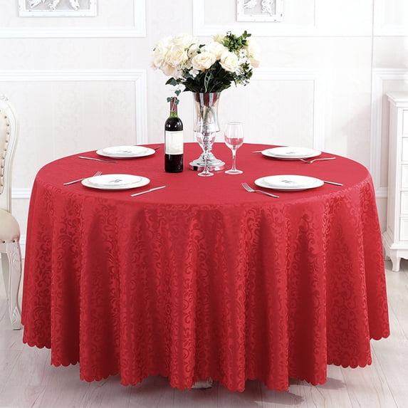 Hmgxay 70.87in Tablecloth, Elegant Round Table Cover for Dining, Decorative Polyester Table Fabric, Stain-Resistant Table Linen for Weddings and Parties(Red)