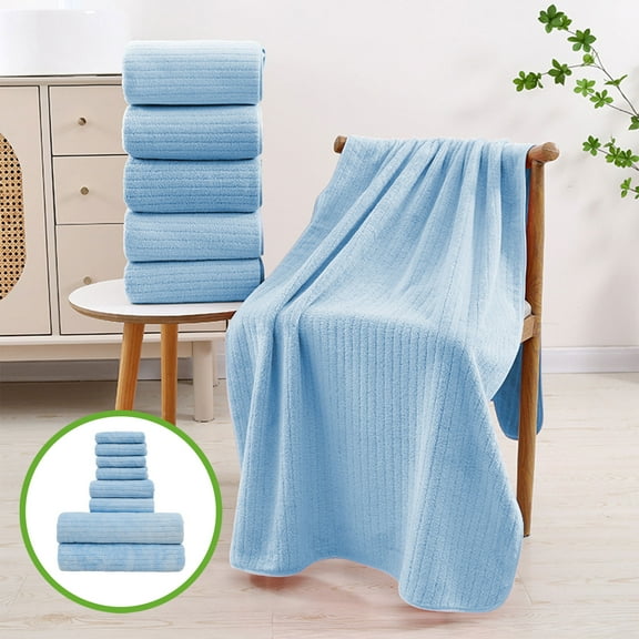 Hmgxay 8PCS Velvet Square Towel Set, Soft Bath Towels Collection, Household Washcloths Kit, Absorbent Face Cloths Bundle, Luxurious Spa Towel Ensemble(Blue)