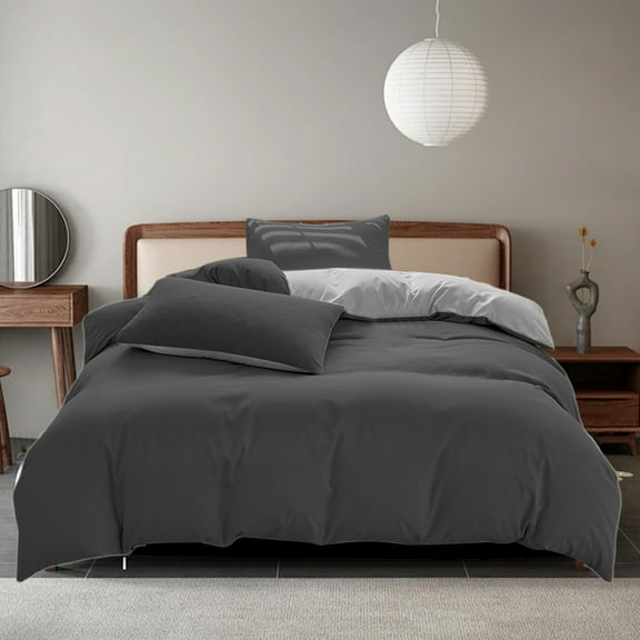 Hmgxay All-Season Bedding Set, Washable Solid Color Bed Sheet Duvet Cover and Pillowcases for 2m Bed, Modern Cotton Blend 4-Piece Comforter Set