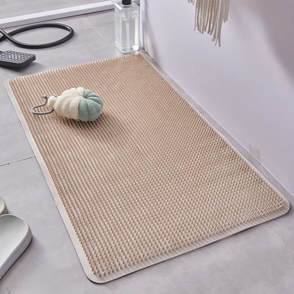 Hmgxay Antislip Bath Mat, Non-Slip Shower Rug with Foot Massage Design, PVC Bathroom Floor Mat for Safety and Comfort, Easy Clean Toilet Anti-Fall Foot Mat(Khaki)