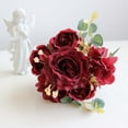 thumbnail image 1 of Hmgxay Artificial Silk Flowers Bouquet, Vibrant Peony Floral Arrangement for Wedding Decorations, Home Decor Faux Flower Arrangement for Centerpieces(Red), 1 of 6