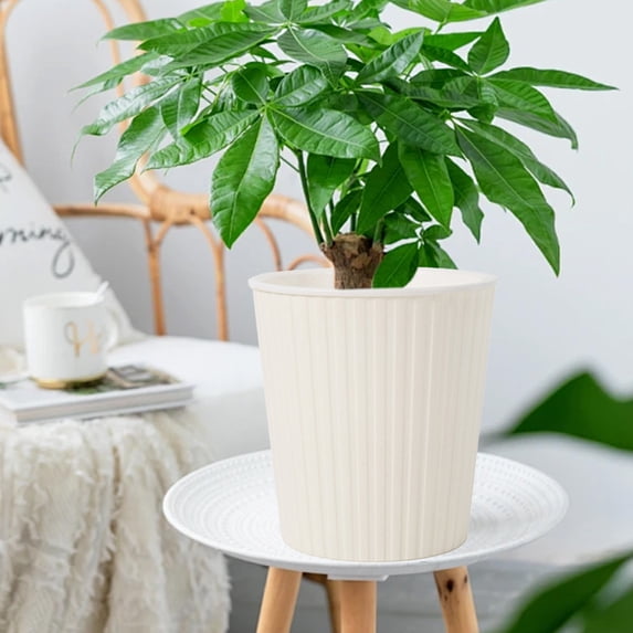Hmgxay Automatic Water Absorbing Flowerpot, Self-Watering Plant Pot with Intelligent Watering System, Circular Planter with Moisture Control, Easy-Clean Plastic Flower Container(White)