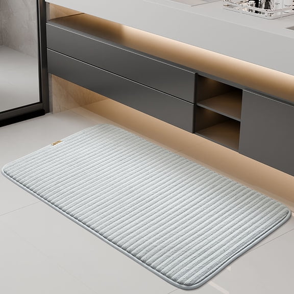 Hmgxay Bath Mat, Super Absorbent Non-Slip Bathroom Rug with Quick Drying Features, Washable Shower Carpet for Bathtub & Shower Areas, 16x24in(Gray)