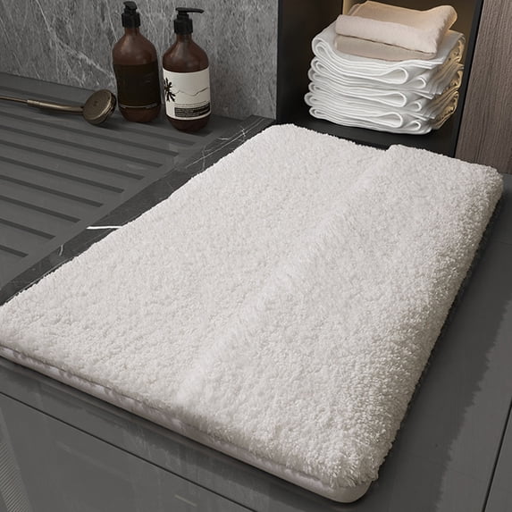 Hmgxay Bathroom Rug, 12"x16" Soft Bath Mat, Non-Slip Shower Mat, Water-Absorbent Bathroom Carpet, Machine-Washable Floor Mat(Beige)