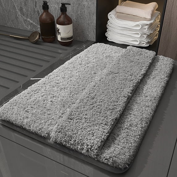 Hmgxay Bathroom Rug, 12"x16" Soft Bath Mat, Non-Slip Shower Mat, Water-Absorbent Bathroom Carpet, Machine-Washable Floor Mat(Gray)