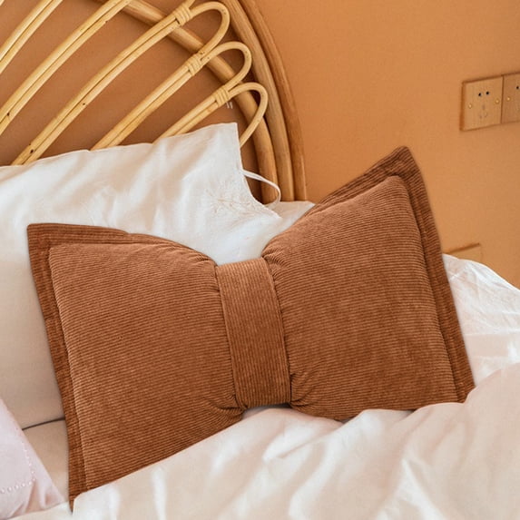 Hmgxay Bow Knot Cushion, Cotton and Linen Pillow, Solid Color Sofa Pillow, Two-purpose Lumbar Support Cushion, Mother's Day Gift(19.6x11.8 Inches)