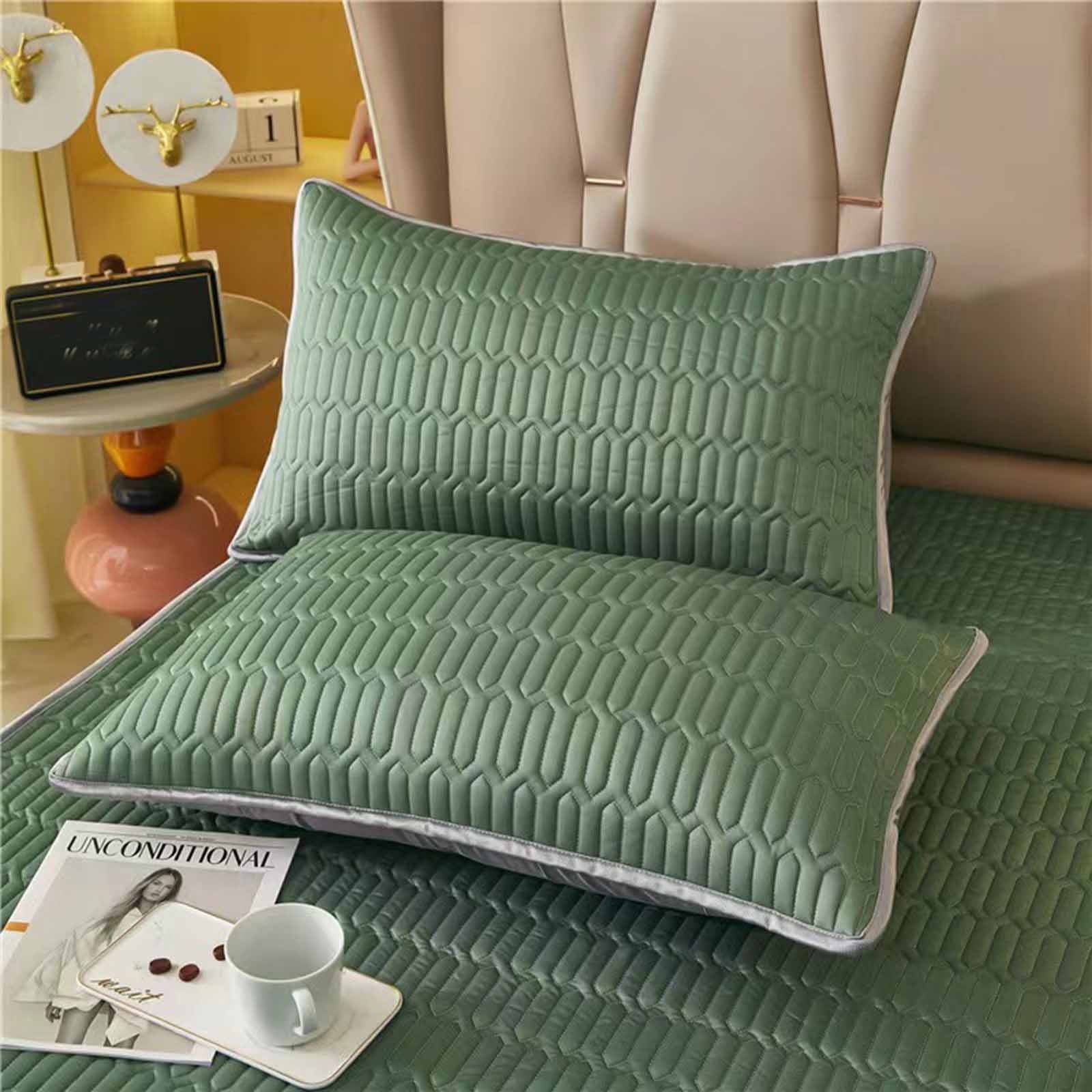 Hmgxay Breathable & Hair-Friendly Latex Pillowcase, 3-Layer Cooling Pillow Cover with Ice Silk Fabric, 30.7"x18.9" Bed Pillow Protector for Hygienic Sleep Hair Care(Army Green)