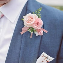 Hmgxay Bridal Flower Brooch, Elegant Floral Corsage Pin for Weddings, Handmade Groom Breastpin with Artificial Roses, Multicolor Wedding Accessory for Grooms and Bridesmaids