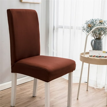 Hmgxay Chair Seat Covers, Dining Room Chair Seat Covers with Ties, Stretch Solid Chair Covers Protectors for Dining Room Kitchen Chairs(16-20 Inches,Brown)