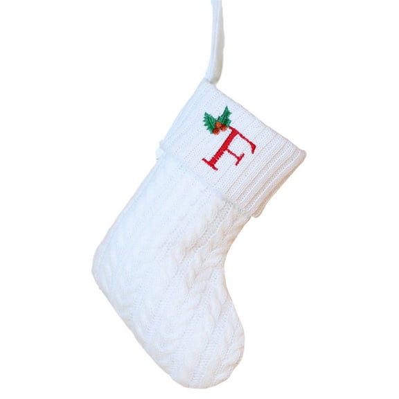 Hmgxay Christmas Letter Socks, Personalized Holiday Embroidered Stockings with Initials, Festive Knitted Decoration Socks for Gifts, Customizable Christmas Tree Pendant Stockings