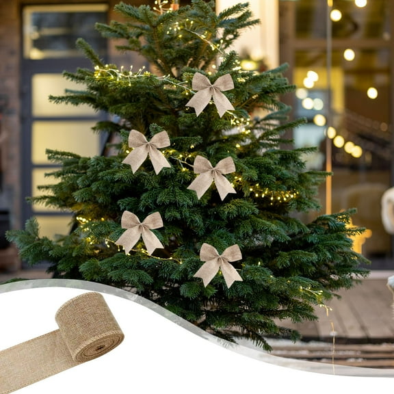 Hmgxay Christmas Ribbon, Festive Plaid Webbing for Holiday Decor, Linen Style Christmas Tree Decoration, Versatile DIY Ribbon for Parties and Weddings(Brown)