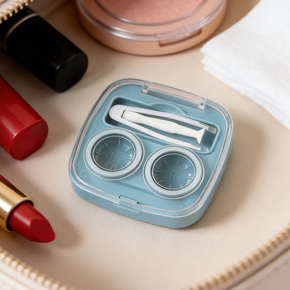 Hmgxay Contacts Lens Case, Stylish Portable Contact Lens Holder with Double Lens Compartments, Compact Travel Storage Box for Daily Use and Outdoor Activities