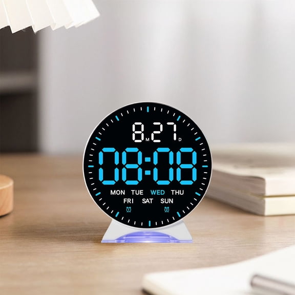 Hmgxay Digital Alarm Clock, Multi-Functional LED Time Display with Date and Temperature, Compact Electronic Timepiece with Brightness Adjustment, Battery and AC Powered Desk Clock