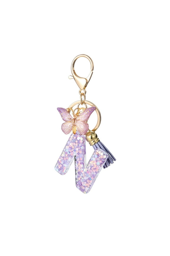 Fashion Key Chain Pendant, Stylish Butterfly Tassel Keychain Accessory, Elegant Multi-functional Keyring with Gradient Pendant, Shiny Diamond Letters for Keys and Bags
