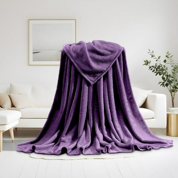 Hmgxay Fleece Blanket Washed Throw Blankets for Couch & Bed, Luxury Plush Cozy Fuzzy Blanket, Super Soft Warm Lightweight Throw Blanket for Travel Camping(27x19 Inches,Dark Purple)
